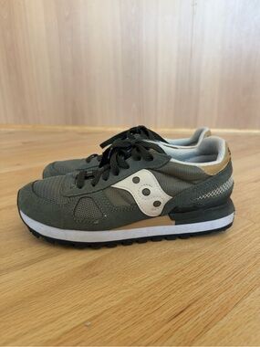 Saucony Shadow Olive Green and Cream